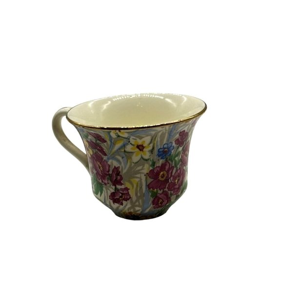 Vintage Flat Demitasse Cup & Saucer Sussex Cherry Chintz by Erphila Germany #3 - Picture 8 of 15